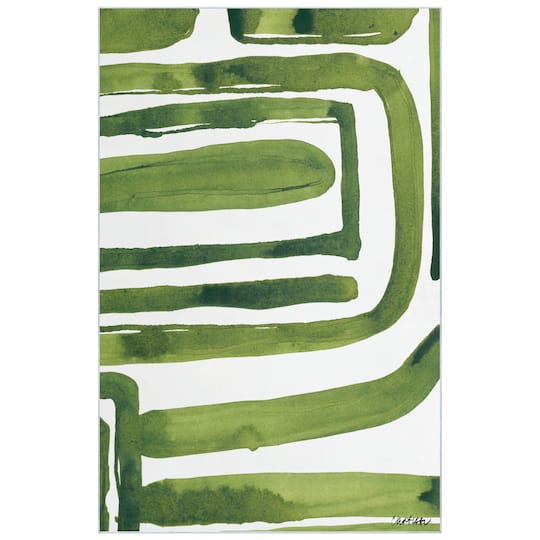 Empire Art Direct 5ft. x 7.5ft. Green Labyrinth II B Tapis D'Art Washable Abstract Area Rug